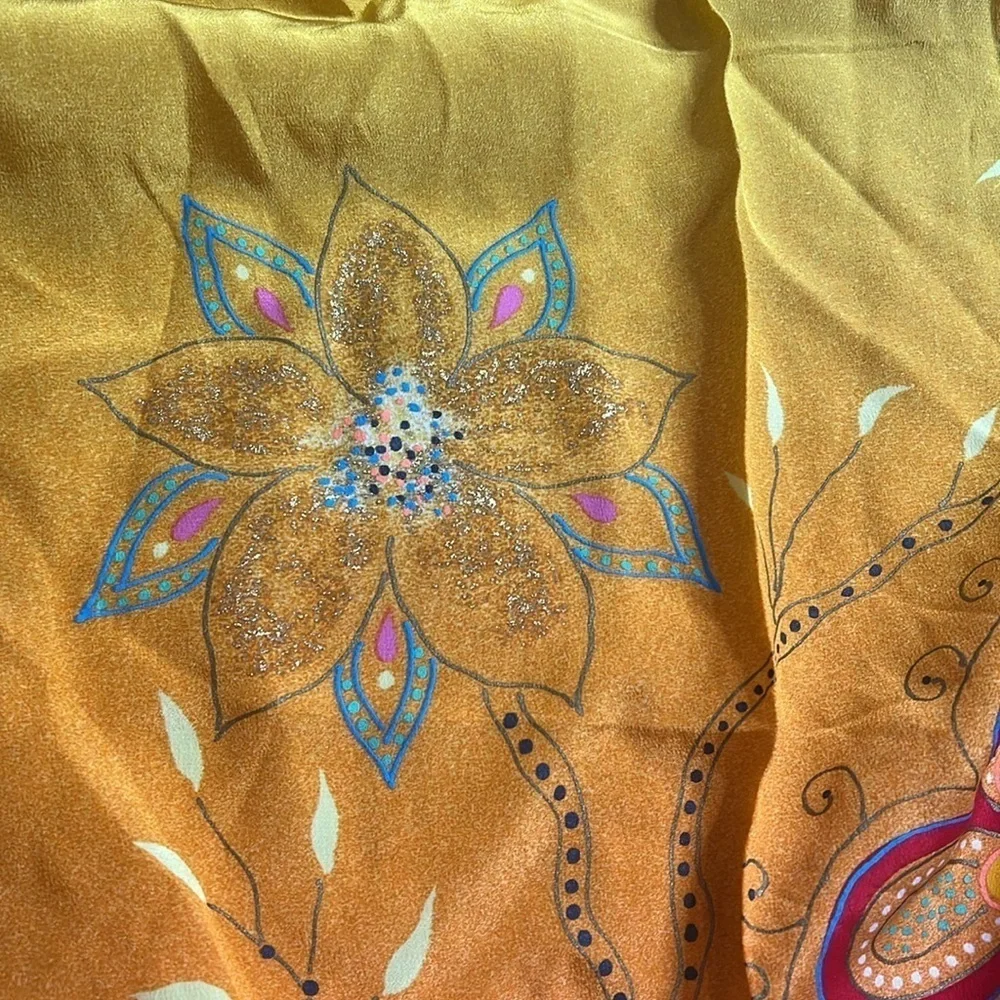 Gottex 57” Square Extra Large 100% Silk Wrap Scarf Swim Wrap